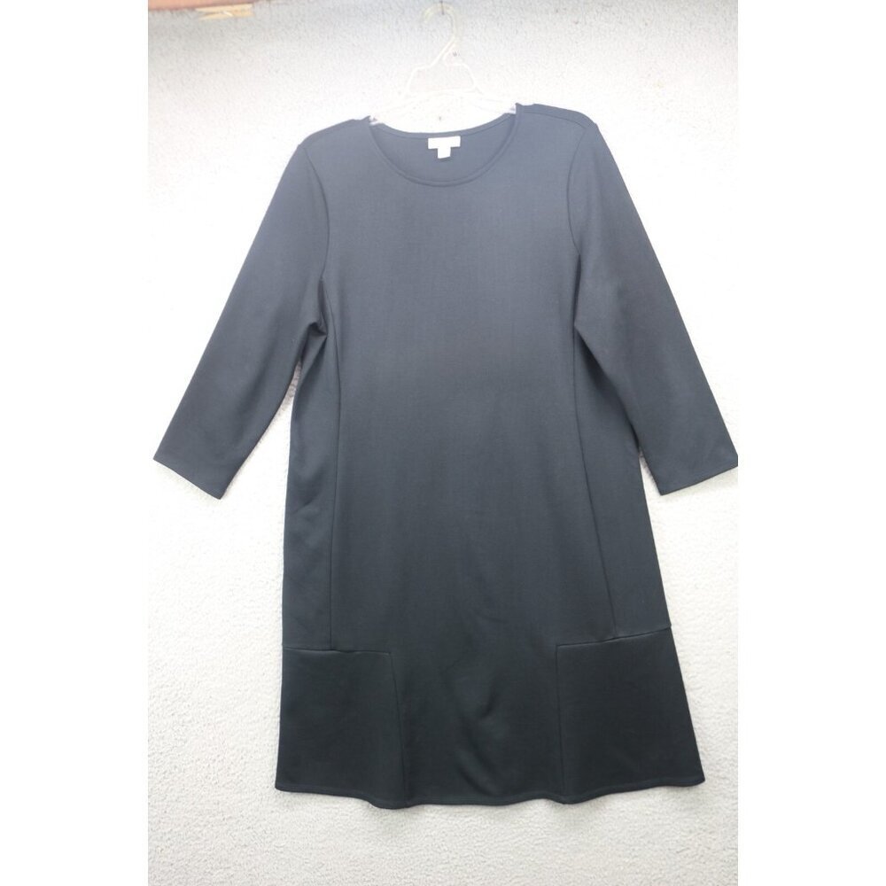 J. Jill Ponte Black Long Sleeve Dress-Medium-Oversized-Mature